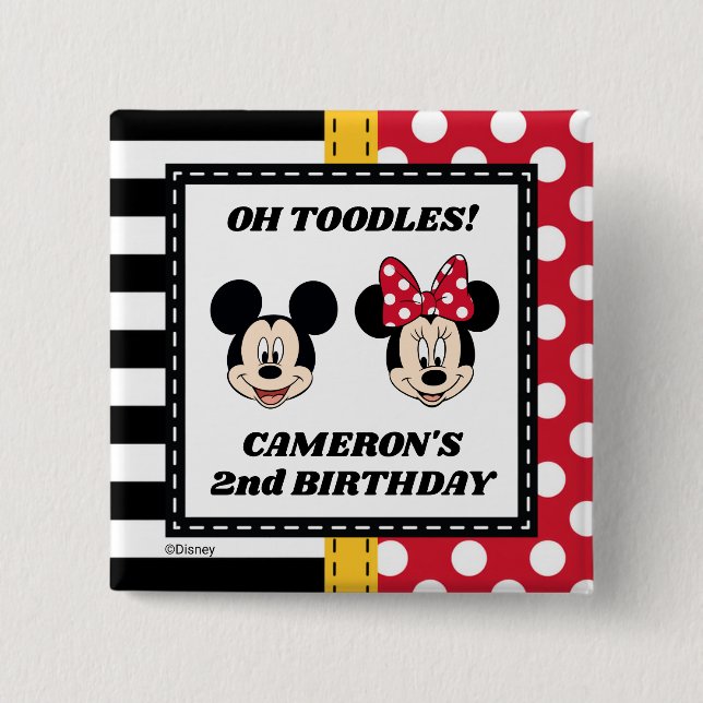 Mickey & Minnie Birthday  Button (Front)
