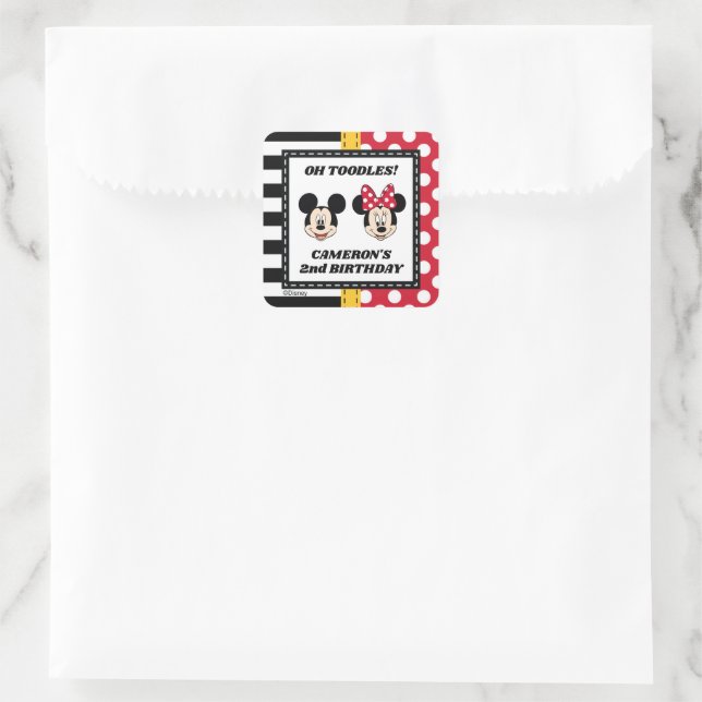 Mickey & Minnie Birthday  Square Sticker (Bag)