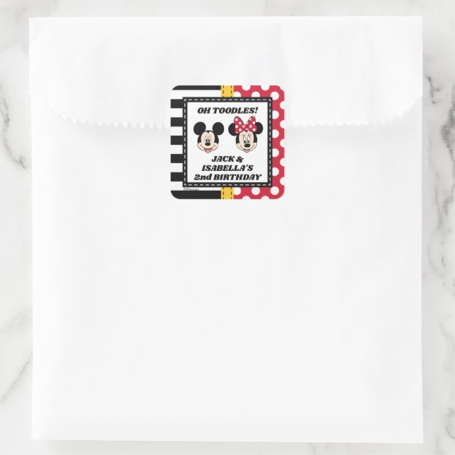 Mickey & Minnie Birthday  Square Sticker (Bag)