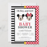 Simple Modern Mickey Mouse Baby Shower Invitation