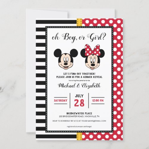 Mickey  Minnie  Boy or Girl _ Gender Reveal Invitation