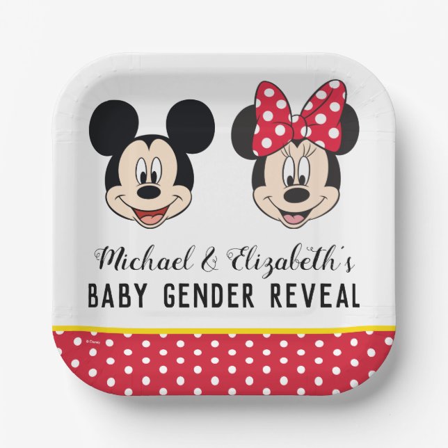 Mickey & Minnie | Boy or Girl - Gender Reveal Paper Plates (Front)