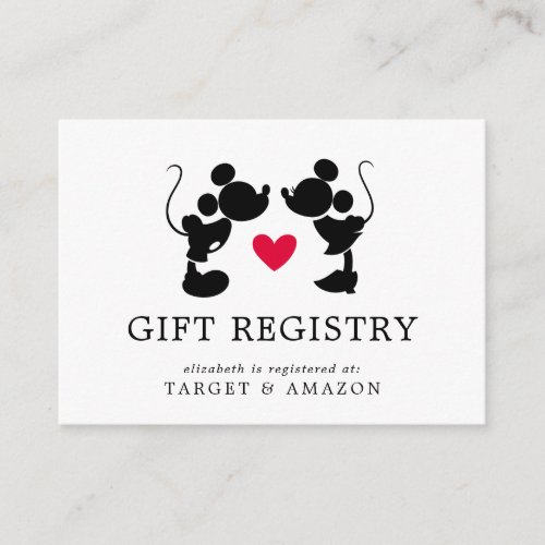 Mickey  Minnie Bridal Shower Gift Registry Enclosure Card