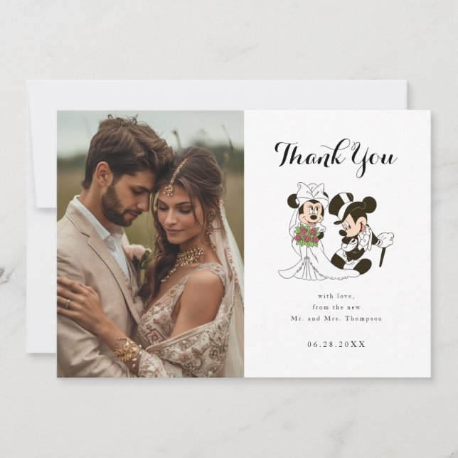 Mickey & Minnie | Bride & Groom  Thank You Card (Front)