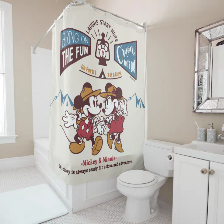 Mickey & Minnie Bring on the Fun Shower Curtain Zazzle