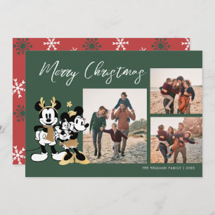 Mickey & Minnie   Christmas Family 3 Photo Collage Invitation