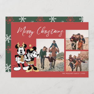 Mickey & Minnie Christmas Family 3 Photo Collage Invitation