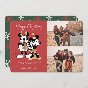 Mickey & Minnie   Christmas Family Photo Collage Invitation