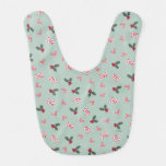Mickey &amp; Minnie | Christmas Holly Pattern Baby Bib
