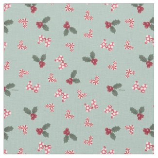 Mickey & Minnie | Christmas Holly Pattern Fabric