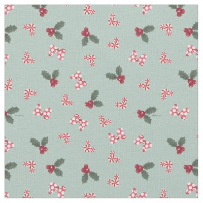 Mickey &amp; Minnie | Christmas Holly Pattern Fabric