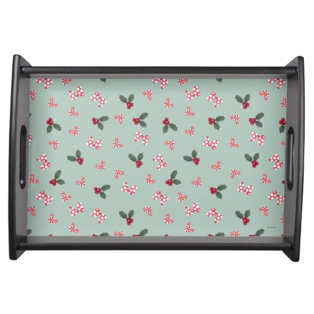 Mickey & Minnie | Christmas Holly Pattern Serving Tray (Front)