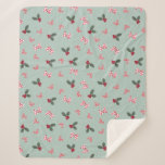 Mickey &amp; Minnie | Christmas Holly Pattern Sherpa Blanket