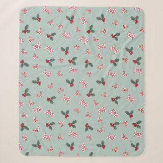 Mickey & Minnie | Christmas Holly Pattern Sherpa Blanket