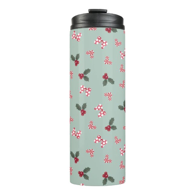 Mickey & Minnie | Christmas Holly Pattern Thermal Tumbler (Front)