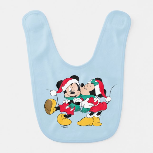 Mickey & Minnie | Christmas Kisses Baby Bib (Front)