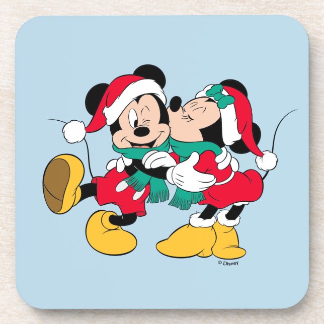 Mickey & Minnie | Christmas Kisses Beverage Coaster (Front)