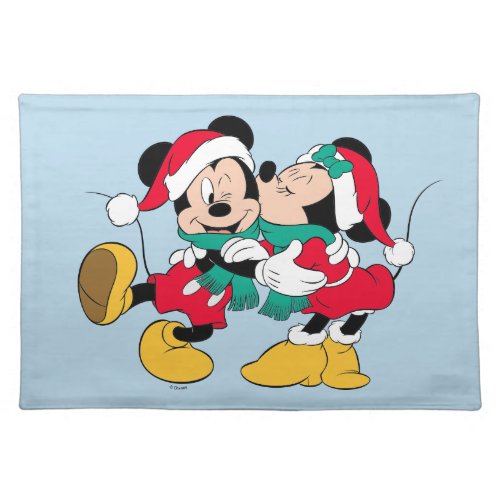 Mickey  Minnie  Christmas Kisses Cloth Placemat