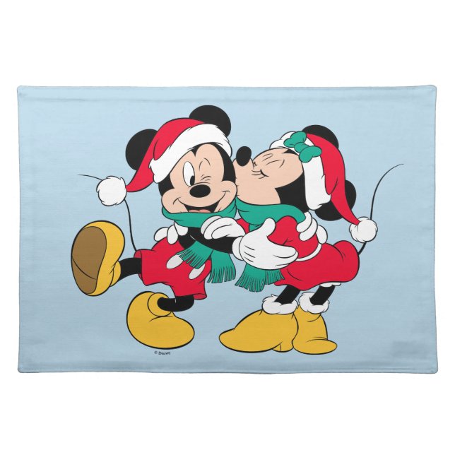 Mickey & Minnie | Christmas Kisses Cloth Placemat (Front)