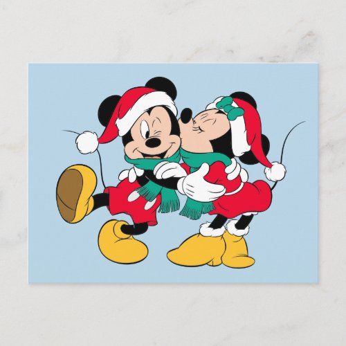 Mickey  Minnie  Christmas Kisses Holiday Postcard