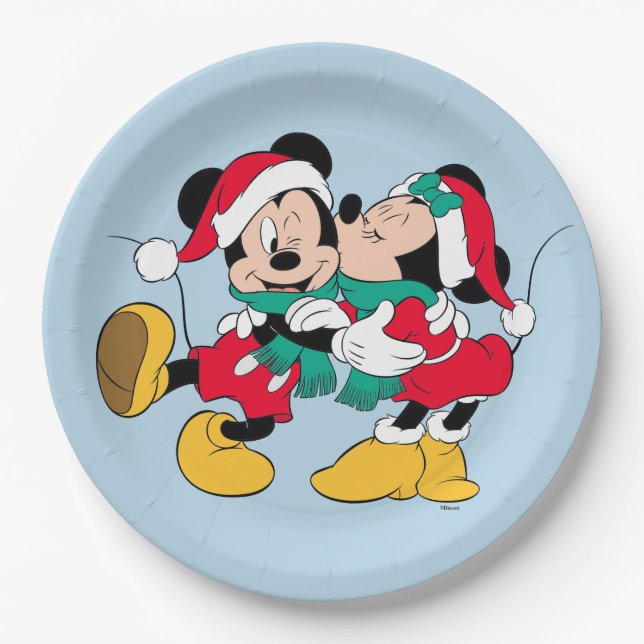 Mickey & Minnie | Christmas Kisses Paper Plates (Front)