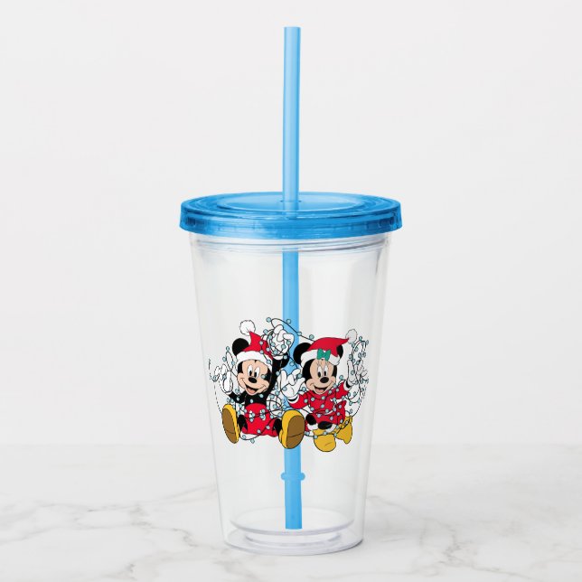 Mickey & Minnie |Christmas Lights Acrylic Tumbler (Front)