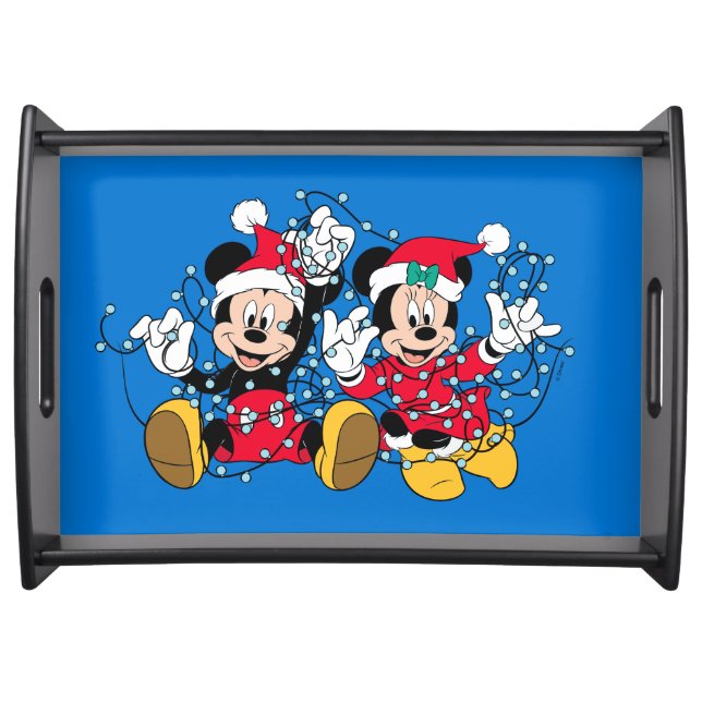 Mickey & Minnie |Christmas Lights Serving Tray (Front)