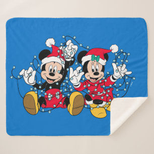 Mickey & Minnie  Christmas Lights Sherpa Blanket