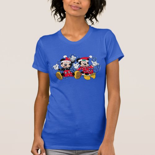 Mickey  Minnie Christmas Lights T_Shirt