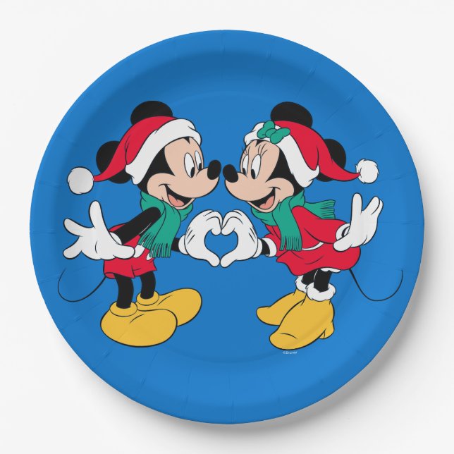 Mickey & Minnie | Christmas Love Paper Plates (Front)