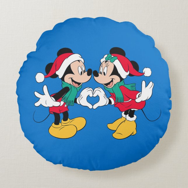 Mickey & Minnie | Christmas Love Round Pillow (Front)