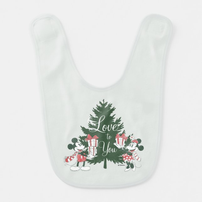Mickey & Minnie | Christmas Love to You Baby Bib (Front)