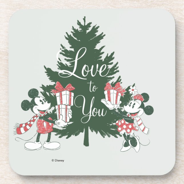 Mickey & Minnie | Christmas Love to You Beverage Coaster (Front)