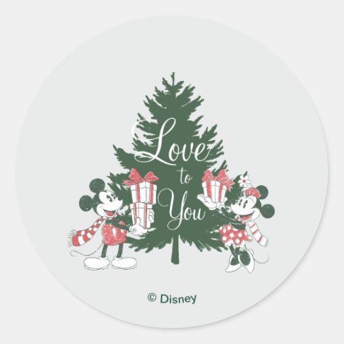 Mickey  Minnie  Christmas Love to You Classic Round Sticker