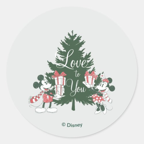 Mickey & Minnie | Christmas Love to You Classic Round Sticker