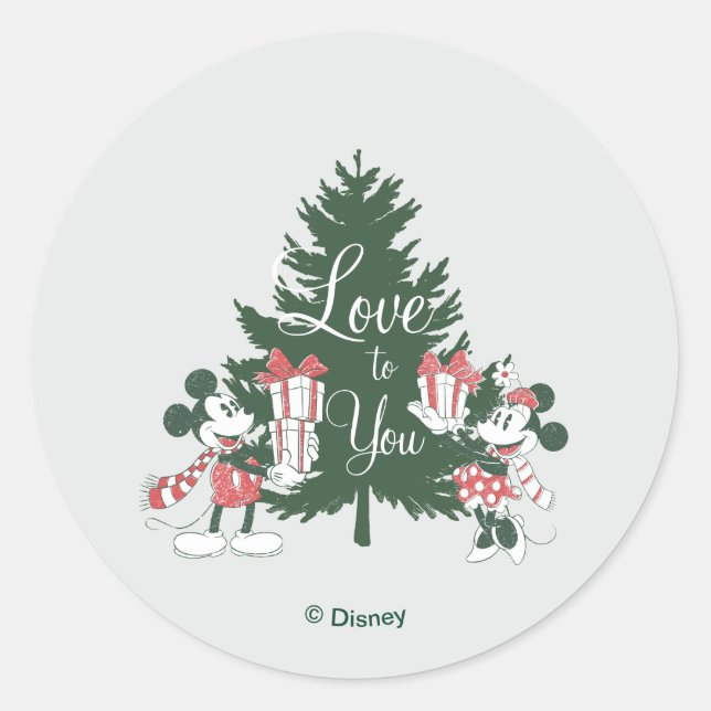 Mickey & Minnie | Christmas Love to You Classic Round Sticker (Front)