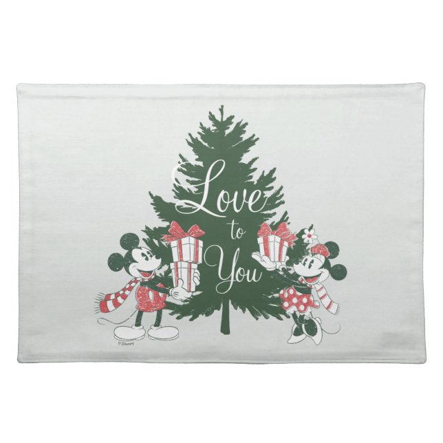 Mickey & Minnie | Christmas Love to You Cloth Placemat (Front)