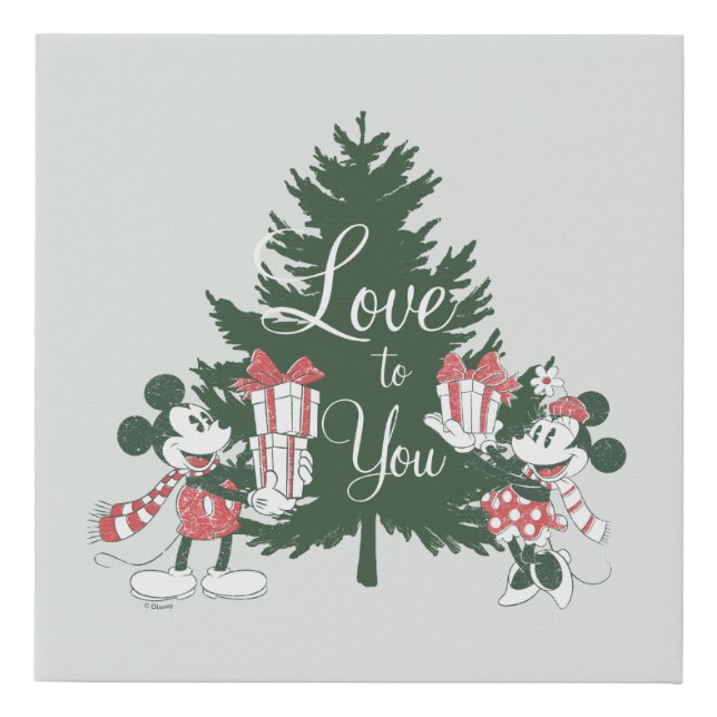 Mickey & Minnie | Christmas Love to You Faux Canvas Print (Front)