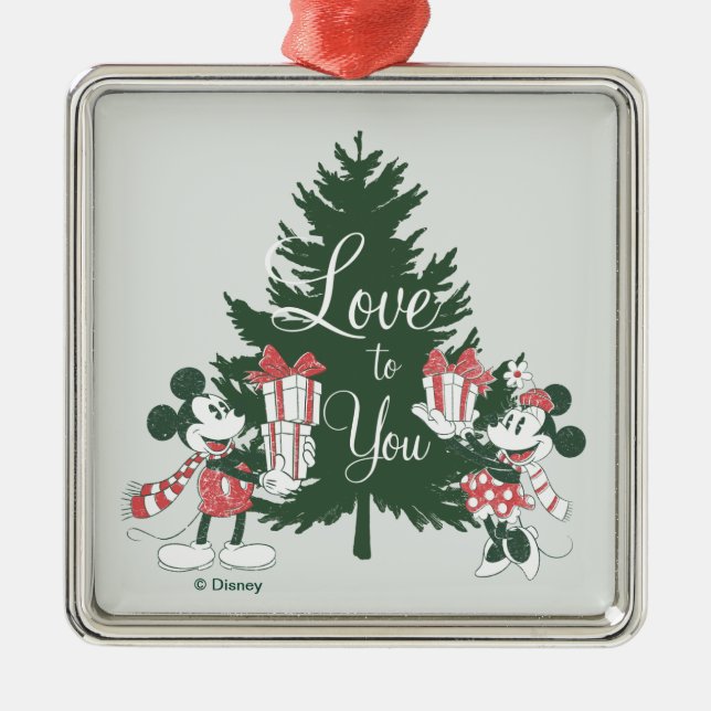 Mickey & Minnie | Christmas Love to You Metal Ornament (Front)