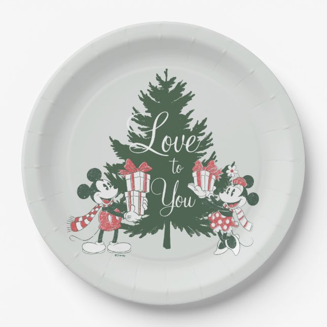 Mickey & Minnie | Christmas Love to You Paper Plates (Front)
