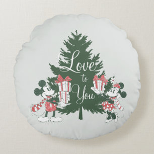Mickey & Minnie Christmas Love to You Round Pillow