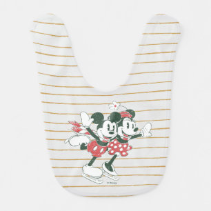 Mickey & Minnie Christmas Skating Noel Baby Bib