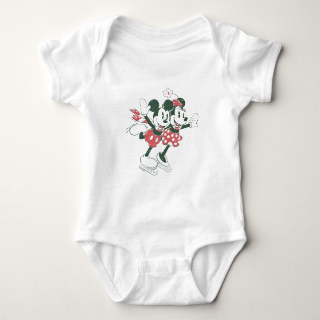 Mickey & Minnie | Christmas Skating Noel Baby Bodysuit (Front)