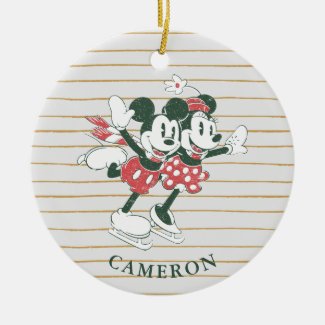 Mickey & Minnie | Christmas Skating Noel Ceramic Ornament