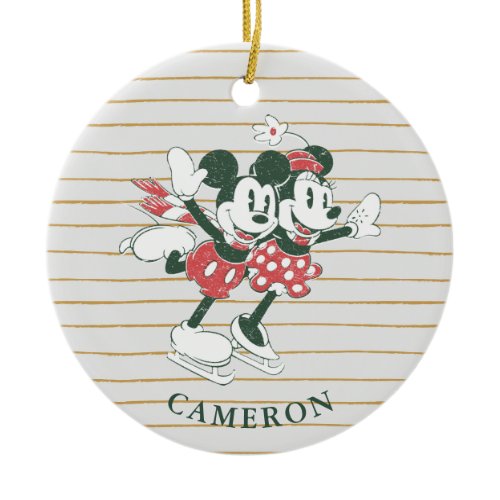 Mickey &amp; Minnie | Christmas Skating Noel Ceramic Ornament