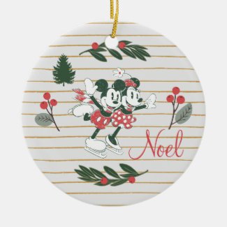 Mickey & Minnie | Christmas Skating Noel Ceramic Ornament