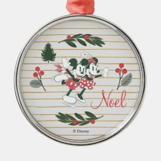 Mickey & Minnie | Christmas Skating Noel Metal Ornament