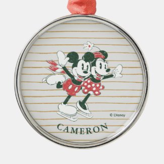 Mickey & Minnie | Christmas Skating Noel Metal Ornament