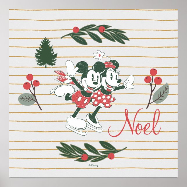Mickey & Minnie | Christmas Skating Noel Poster (Front)