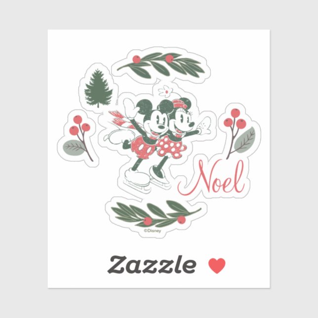 Mickey & Minnie | Christmas Skating Noel Sticker (Sheet)